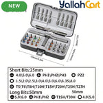 34pcs Magnetic Screwdriver Set - Aluminum Alloy, Multi-Functional Precision Repair Kit with Detachable Handle, Portable Hand Tool Set for Furniture, Computer, Bicycle, Electronics & Home Repairs