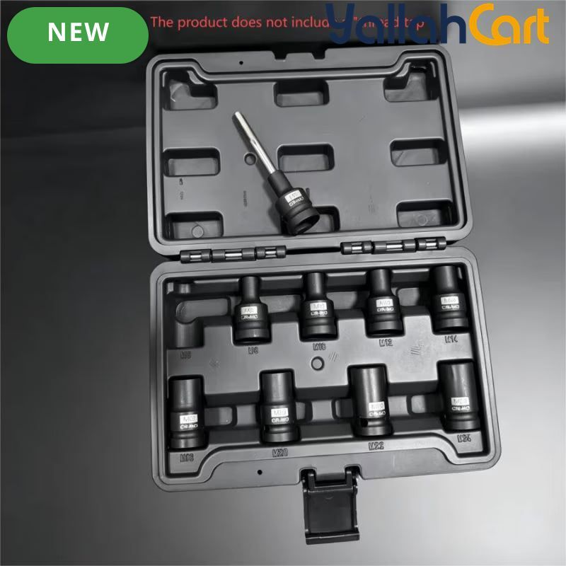 9pcs Socket Adapter Set - 1/2 Inch Drive, M6-M24 Electrical Switch Adapters, 9-Piece Tapered Sleeve Set, Compatible with Impact Drill, Industrial Tools, Durable & Practical Socket Accessories