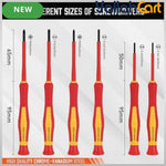 TERRIFI 1000V 6pcs Mini Insulated Screwdriver Set - Yellow/Red, Magnetic Tips, Slotted 1.8mm 2.0mm 2.5mm 3.0mm & Phillips PH00 PH0, Precision Electrician Tool Kit