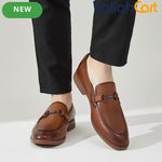 Men's Classic Oxford Formal Shoes with Golden Buckle – Light Brown & Black