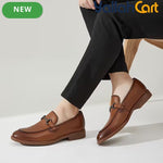 Men's Classic Oxford Formal Shoes with Golden Buckle – Light Brown & Black