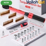 61pcs 1/4" Torque Wrench Set - Default, 1-25Nm Torque Range, 40 Bits, 10cm Extension Bar, 1/4"-3/8" Adapter & Screwdriver, ±3% Accuracy, Hand Tool Kit for Bicycles, Motorcycles & Household Use
