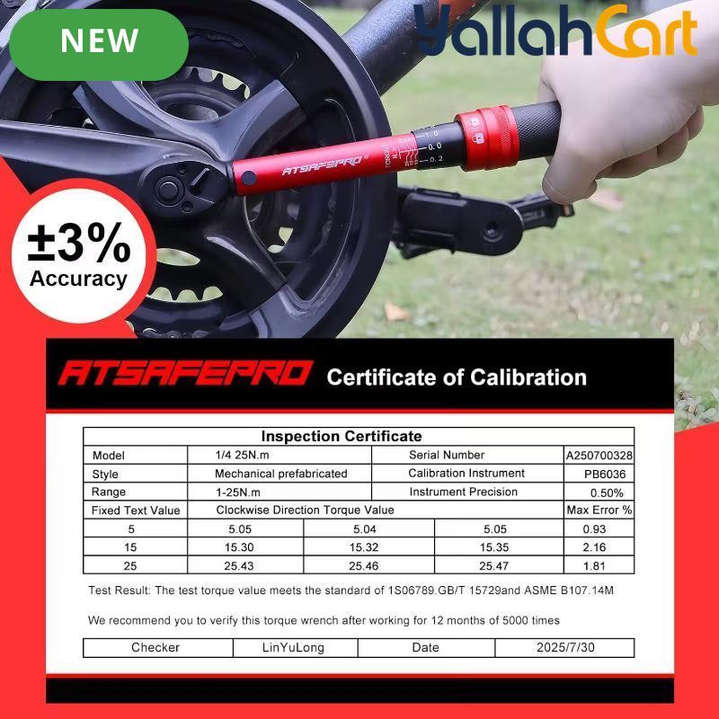 61pcs 1/4" Torque Wrench Set - Default, 1-25Nm Torque Range, 40 Bits, 10cm Extension Bar, 1/4"-3/8" Adapter & Screwdriver, ±3% Accuracy, Hand Tool Kit for Bicycles, Motorcycles & Household Use