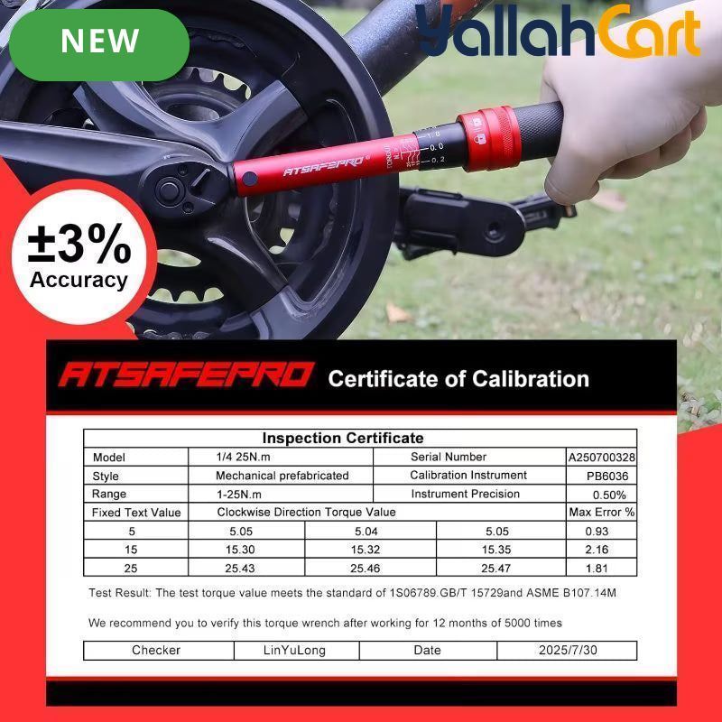 61pcs 1/4" Torque Wrench Set - Default, 1-25Nm Torque Range, 40 Bits, 10cm Extension Bar, 1/4"-3/8" Adapter & Screwdriver, ±3% Accuracy, Hand Tool Kit for Bicycles, Motorcycles & Household Use