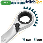 16mm Reversible Ratchet Wrench - Silver, Metric Ratchet Spanner, Polished Chrome Finish, Reversible Mechanism, Stainless Steel Hand Tool for Automotive, Mechanical & Home Repair