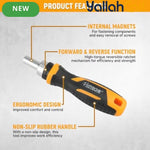31pcs Ratchet Screwdriver Set - Black/Yellow, 30-In-1 Magnetic Screwdriver Kit, Cr-V Steel Bits, Double-Color Non-Slip Handle, Forward & Reverse Ratchet, Household DIY & Electrical Appliance Repair Tool Set