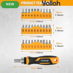 31pcs Ratchet Screwdriver Set - Black/Yellow, 30-In-1 Magnetic Screwdriver Kit, Cr-V Steel Bits, Double-Color Non-Slip Handle, Forward & Reverse Ratchet, Household DIY & Electrical Appliance Repair Tool Set