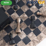 Premium Handcrafted Oceanic Chess Set 38.1 cm - Black Chess Board with 32pcs Pieces & 2 Queens, Luxury Travel Chess Game, Elegant Modern Home Decor, Storage Box Included