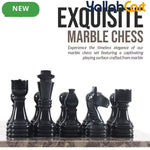 Premium Handcrafted Oceanic Chess Set 38.1 cm - Black Chess Board with 32pcs Pieces & 2 Queens, Luxury Travel Chess Game, Elegant Modern Home Decor, Storage Box Included