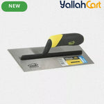 Premium Flat V-Notch Trowel - Silver Blade with Black & Yellow Handle, 1/8" x 1/8" x 1/16" Notch, Stainless Steel Blade, Ergonomic Rubber Handle, Mortar Spreader for Floors & Walls