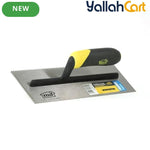 Premium Flat V-Notch Trowel - Silver Blade with Black & Yellow Handle, 1/8" x 1/8" x 1/16" Notch, Stainless Steel Blade, Ergonomic Rubber Handle, Mortar Spreader for Floors & Walls