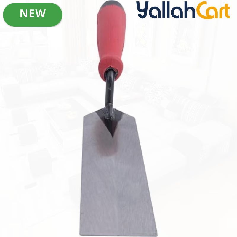 QLT Masonry Margin Trowel - Red Soft Grip Handle, 20.32cm x 5.08cm, MTSG82, Professional Masonry Hand Tool for Bricklaying, Mortar, Cement & Construction Work