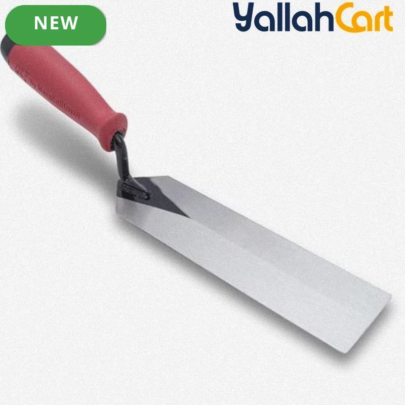 QLT Masonry Margin Trowel - Red Soft Grip Handle, 20.32cm x 5.08cm, MTSG82, Professional Masonry Hand Tool for Bricklaying, Mortar, Cement & Construction Work