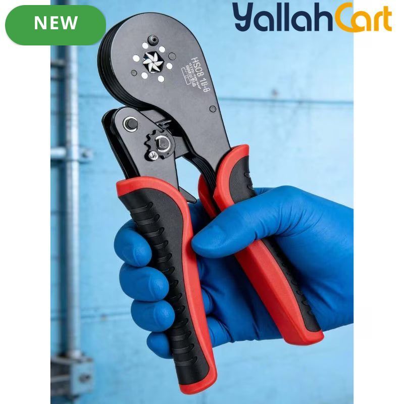 Manual Wire Crimping Tool - Black & Red, HSC8 16-6 Ring Terminal Crimper, 0.08-16mm² Wire Range, 30-5AWG, Aluminum Alloy Hand Crimping Pliers for Electrical Installation & Cable Terminals
