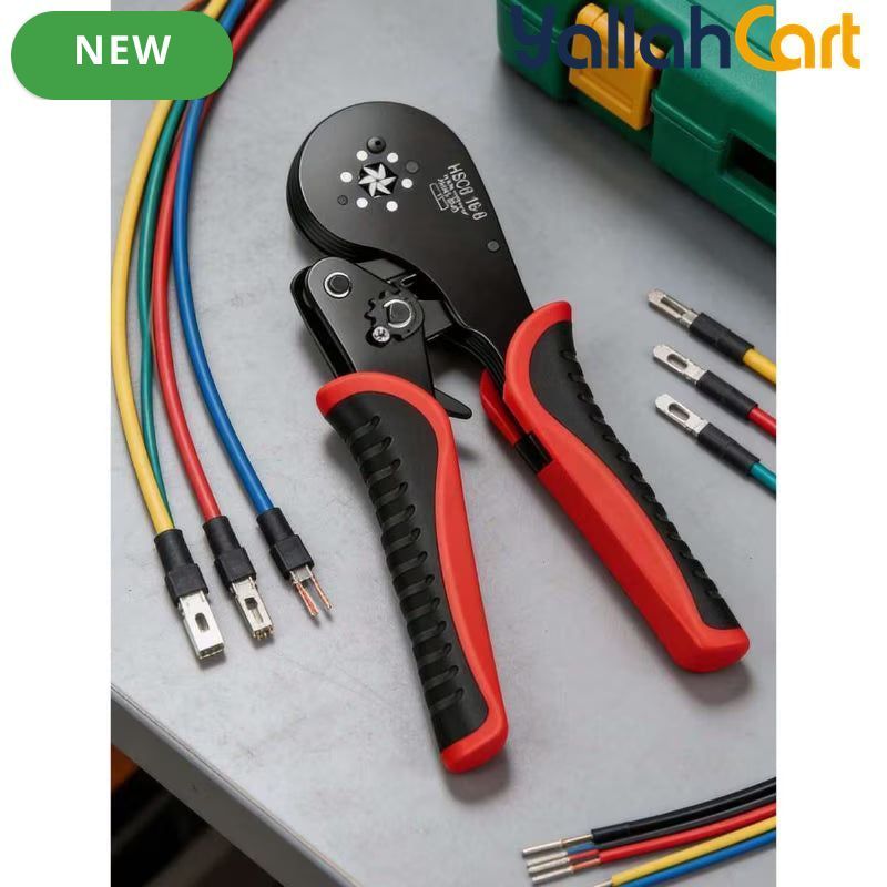 Manual Wire Crimping Tool - Black & Red, HSC8 16-6 Ring Terminal Crimper, 0.08-16mm² Wire Range, 30-5AWG, Aluminum Alloy Hand Crimping Pliers for Electrical Installation & Cable Terminals