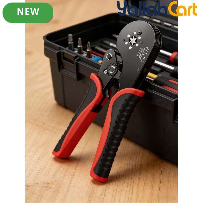 Manual Wire Crimping Tool - Black & Red, HSC8 16-6 Ring Terminal Crimper, 0.08-16mm² Wire Range, 30-5AWG, Aluminum Alloy Hand Crimping Pliers for Electrical Installation & Cable Terminals