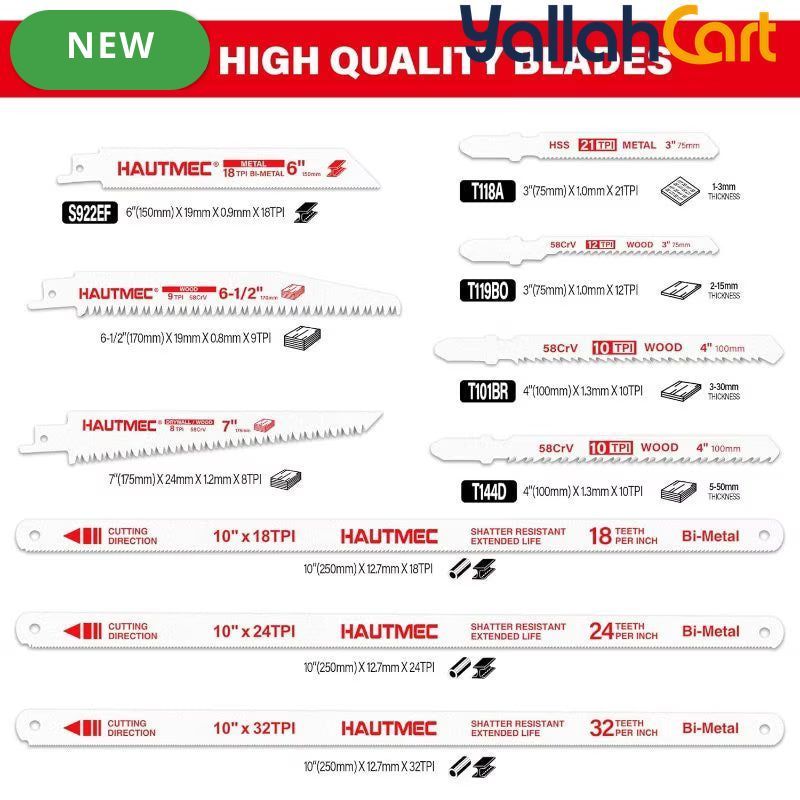 HAUTMEC 10-in-1 Multi-Blade Hand Saw - Default, Quick-Release Change Mechanism, Pro HSS/Bi-Metal Blades, Compact Jap Saw, Versatile Hand Saw for Wood, Metal, Plastic & Drywall