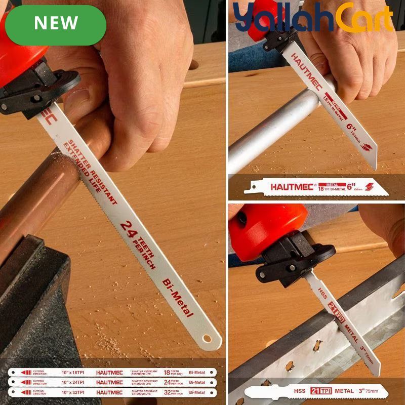 HAUTMEC 10-in-1 Multi-Blade Hand Saw - Default, Quick-Release Change Mechanism, Pro HSS/Bi-Metal Blades, Compact Jap Saw, Versatile Hand Saw for Wood, Metal, Plastic & Drywall
