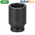 41mm Deep Impact Socket - Black, 3/4 Inch Square Drive, Cr-Mo Steel 6-Point Socket, Heavy-Duty Deep Socket for Impact Wrench, Ratchet & Breaker Bar, Automotive & Machinery Repair
