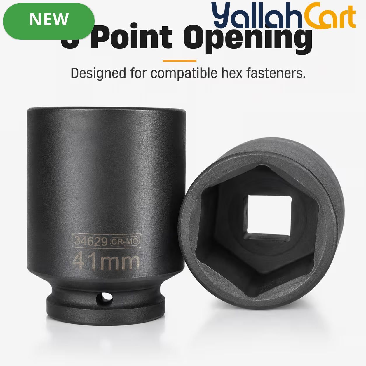 41mm Deep Impact Socket - Black, 3/4 Inch Square Drive, Cr-Mo Steel 6-Point Socket, Heavy-Duty Deep Socket for Impact Wrench, Ratchet & Breaker Bar, Automotive & Machinery Repair