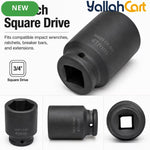 41mm Deep Impact Socket - Black, 3/4 Inch Square Drive, Cr-Mo Steel 6-Point Socket, Heavy-Duty Deep Socket for Impact Wrench, Ratchet & Breaker Bar, Automotive & Machinery Repair