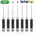 7pcs Hex Screwdriver Set - Black, 0.9mm, 1.27mm, 1.3mm, 1.5mm, 2.0mm, 2.5mm & 3.0mm Precision Hex Tools, Aluminum Alloy Handle, RC Model Repair Kit for Cars, Boats, Helicopters & Drones