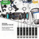 7pcs Hex Screwdriver Set - Black, 0.9mm, 1.27mm, 1.3mm, 1.5mm, 2.0mm, 2.5mm & 3.0mm Precision Hex Tools, Aluminum Alloy Handle, RC Model Repair Kit for Cars, Boats, Helicopters & Drones