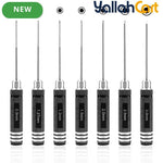 7pcs Hex Screwdriver Set - Black, 0.9mm, 1.27mm, 1.3mm, 1.5mm, 2.0mm, 2.5mm & 3.0mm Precision Hex Tools, Aluminum Alloy Handle, RC Model Repair Kit for Cars, Boats, Helicopters & Drones