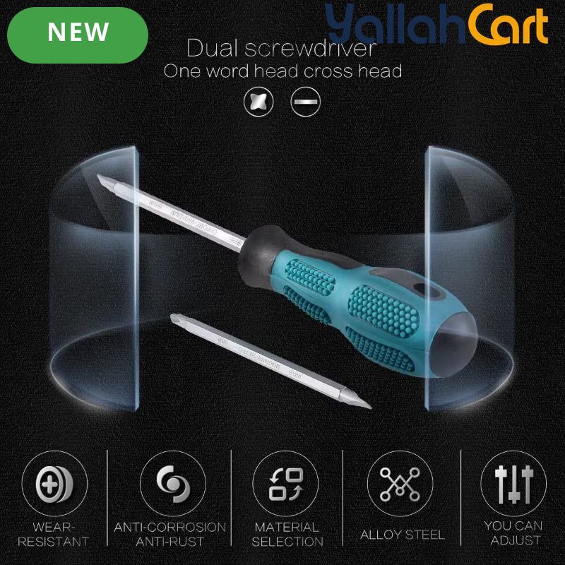 Double-Ended Screwdriver - Default Color, PH2 Phillips Dual-Purpose Screwdriver, Round Metal Shank, Non-Slip Ergonomic Handle, Hand Tool for Home Appliances, Small & Medium Machinery Repairs
