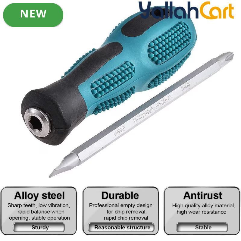 Double-Ended Screwdriver - Default Color, PH2 Phillips Dual-Purpose Screwdriver, Round Metal Shank, Non-Slip Ergonomic Handle, Hand Tool for Home Appliances, Small & Medium Machinery Repairs