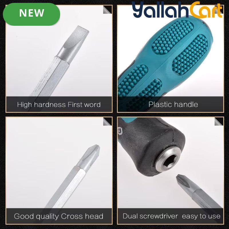 Double-Ended Screwdriver - Default Color, PH2 Phillips Dual-Purpose Screwdriver, Round Metal Shank, Non-Slip Ergonomic Handle, Hand Tool for Home Appliances, Small & Medium Machinery Repairs