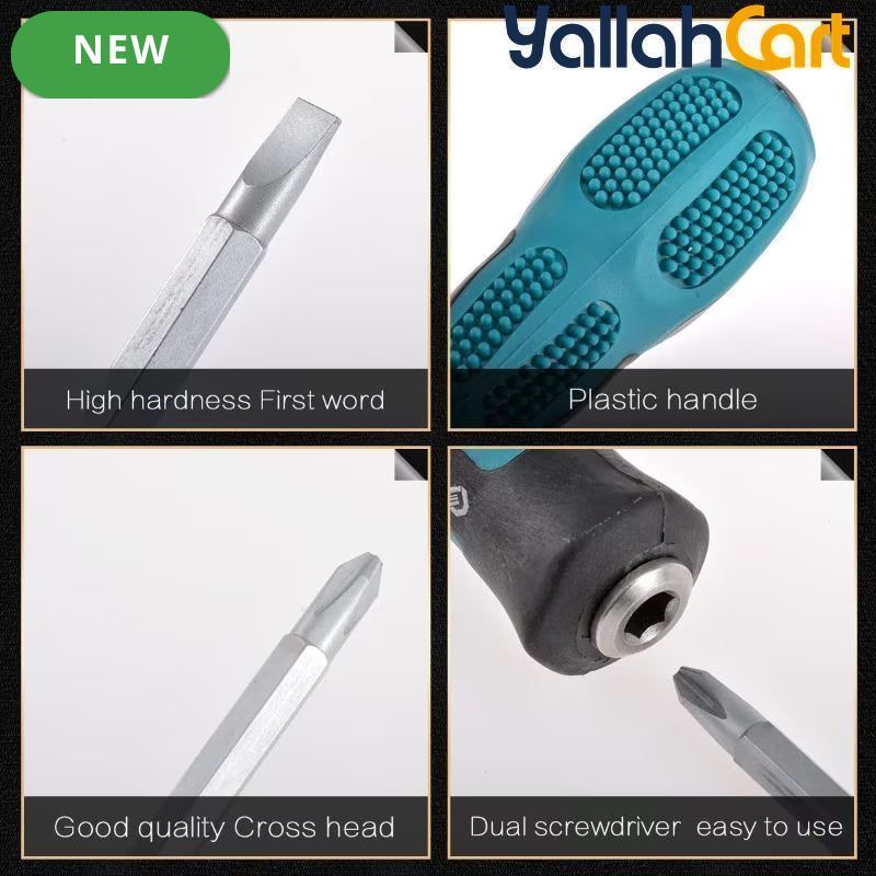 Double-Ended Screwdriver - Default Color, PH2 Phillips Dual-Purpose Screwdriver, Round Metal Shank, Non-Slip Ergonomic Handle, Hand Tool for Home Appliances, Small & Medium Machinery Repairs