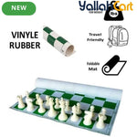 43.18cm X 43.18cm Tournament Chess Vinyl Foldable Chess Set - Green Chess Board with Solid Plastic Pieces, Professional Tournament Chess Game, Portable Foldable Board for Adults & Players