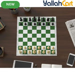 43.18cm X 43.18cm Tournament Chess Vinyl Foldable Chess Set - Green Chess Board with Solid Plastic Pieces, Professional Tournament Chess Game, Portable Foldable Board for Adults & Players