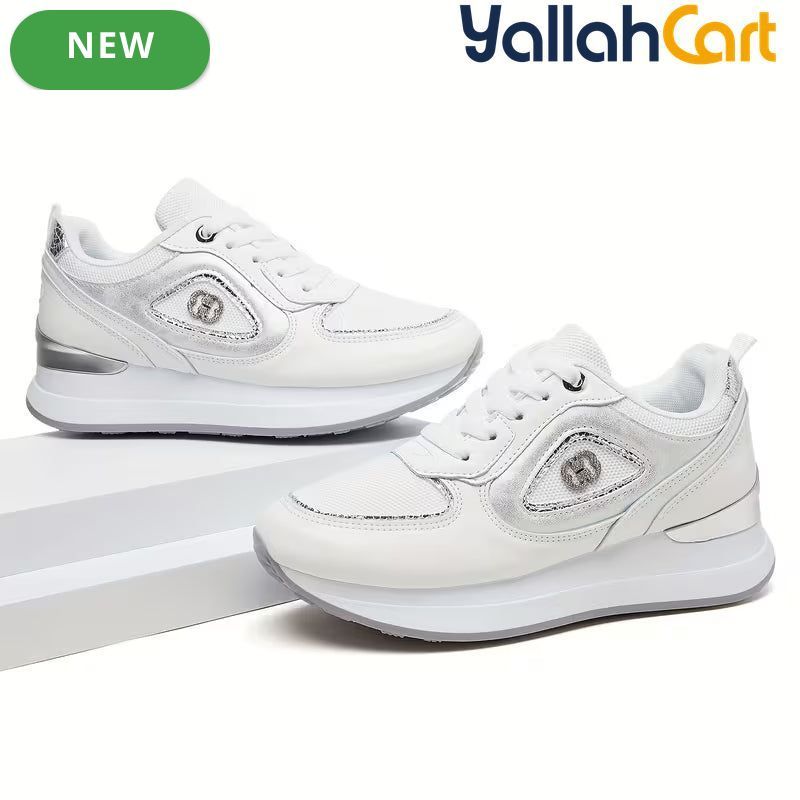 Stylish Women's Athletic Sneakers – Patchwork Design, Lightweight Rubber Sole, Slip-Resistant