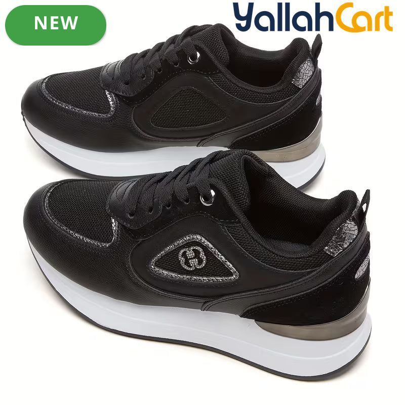 Stylish Women's Athletic Sneakers – Patchwork Design, Lightweight Rubber Sole, Slip-Resistant