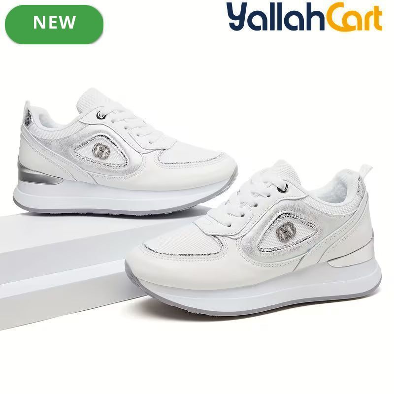 Stylish Women's Athletic Sneakers – Patchwork Design, Lightweight Rubber Sole, Slip-Resistant
