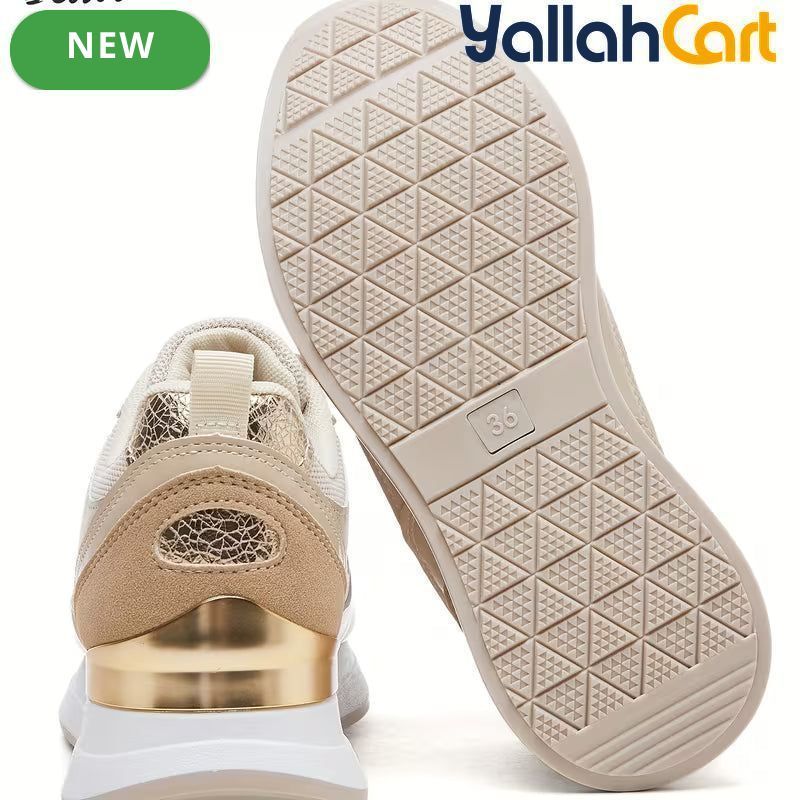 Stylish Women's Athletic Sneakers – Patchwork Design, Lightweight Rubber Sole, Slip-Resistant