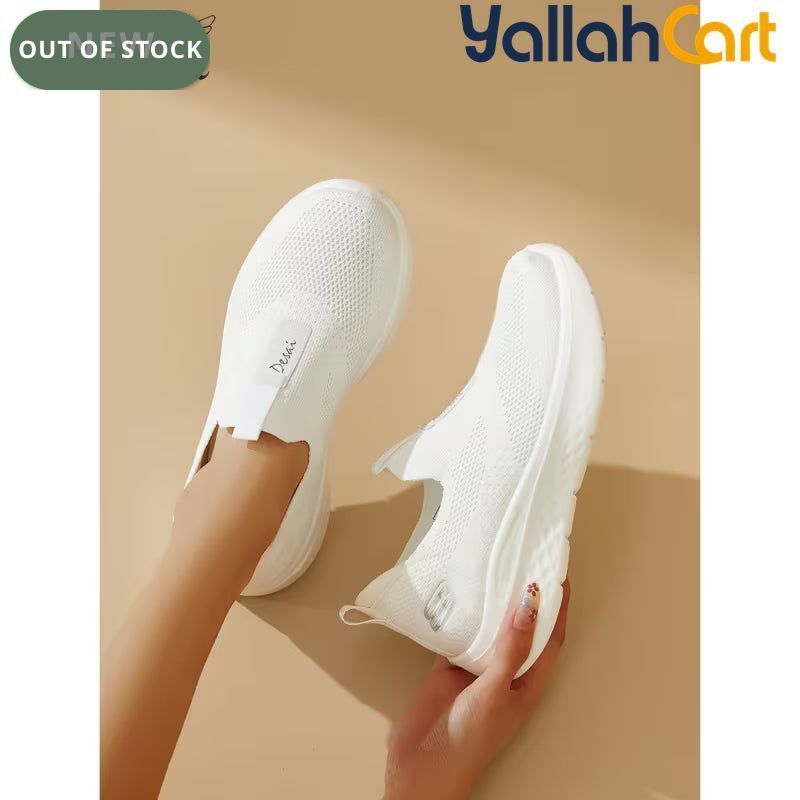 Desai Women's Breathable Knitted Slip-On Sneakers – Cushioned Walking Shoes