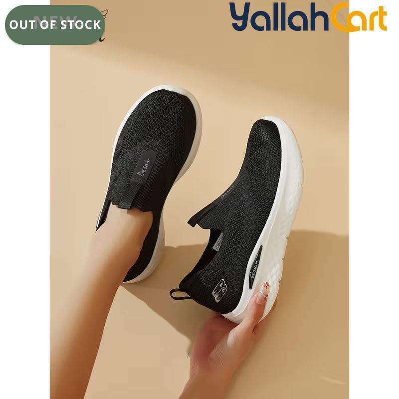 Desai Women's Breathable Knitted Slip-On Sneakers – Cushioned Walking Shoes