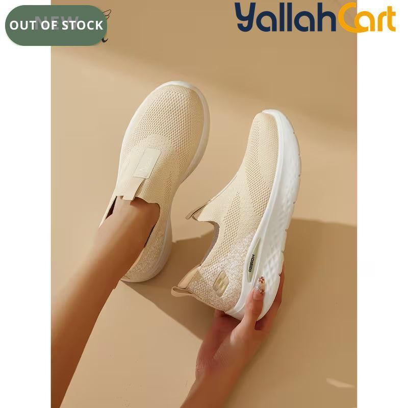 Desai Women's Breathable Knitted Slip-On Sneakers – Cushioned Walking Shoes