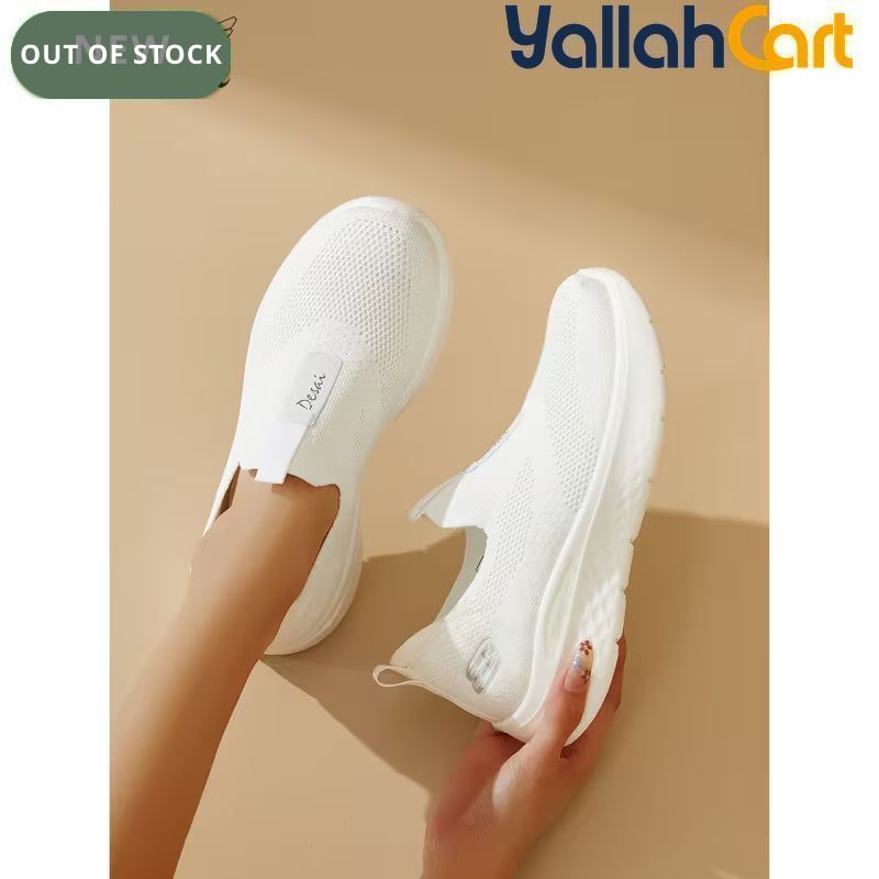 Desai Women's Breathable Knitted Slip-On Sneakers – Cushioned Walking Shoes