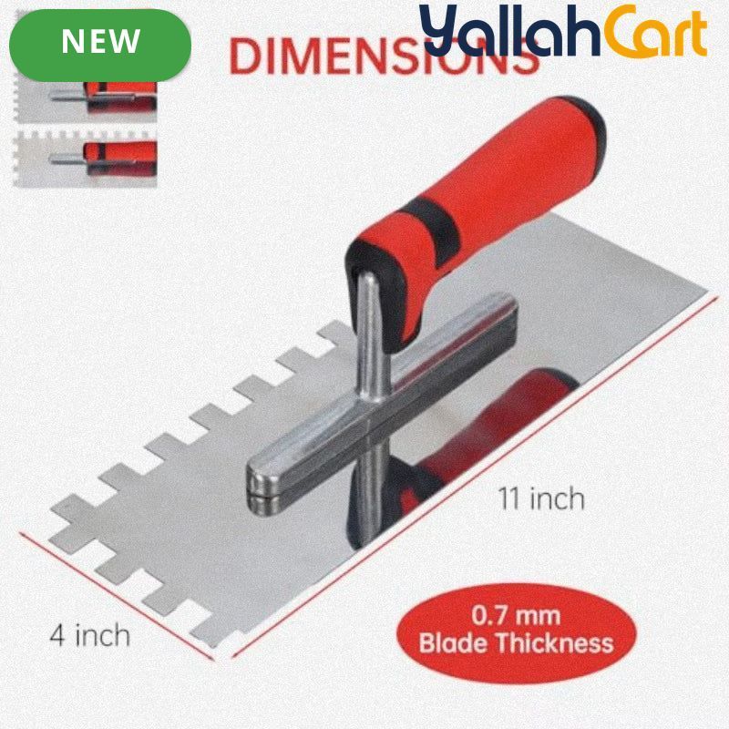 Square Notched Tile Trowel Set - Trowel & Float Set, 3 Stainless Steel Notched Trowels, Rubber Grout Float, 2 Grout Sponges & Work Gloves, Masonry Tiling Tools for Flooring Installation