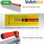 Square Notched Tile Trowel Set - Trowel & Float Set, 3 Stainless Steel Notched Trowels, Rubber Grout Float, 2 Grout Sponges & Work Gloves, Masonry Tiling Tools for Flooring Installation