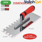 Square Notched Tile Trowel Set - Trowel & Float Set, 3 Stainless Steel Notched Trowels, Rubber Grout Float, 2 Grout Sponges & Work Gloves, Masonry Tiling Tools for Flooring Installation