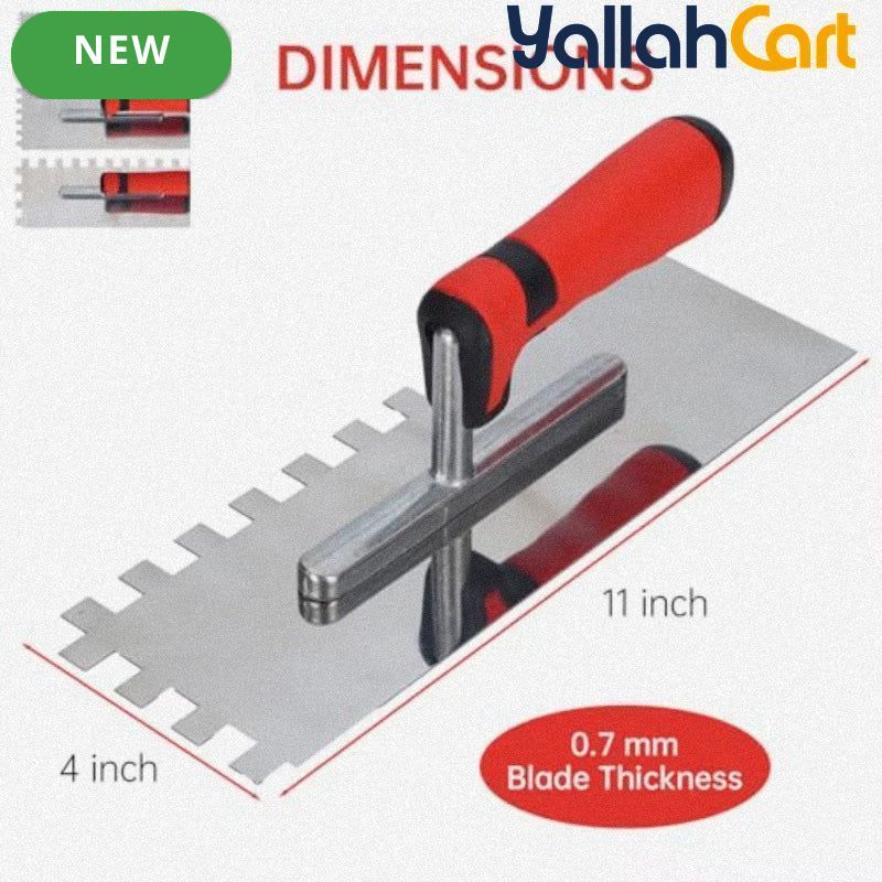 Square Notched Tile Trowel Set - Trowel & Float Set, 3 Stainless Steel Notched Trowels, Rubber Grout Float, 2 Grout Sponges & Work Gloves, Masonry Tiling Tools for Flooring Installation