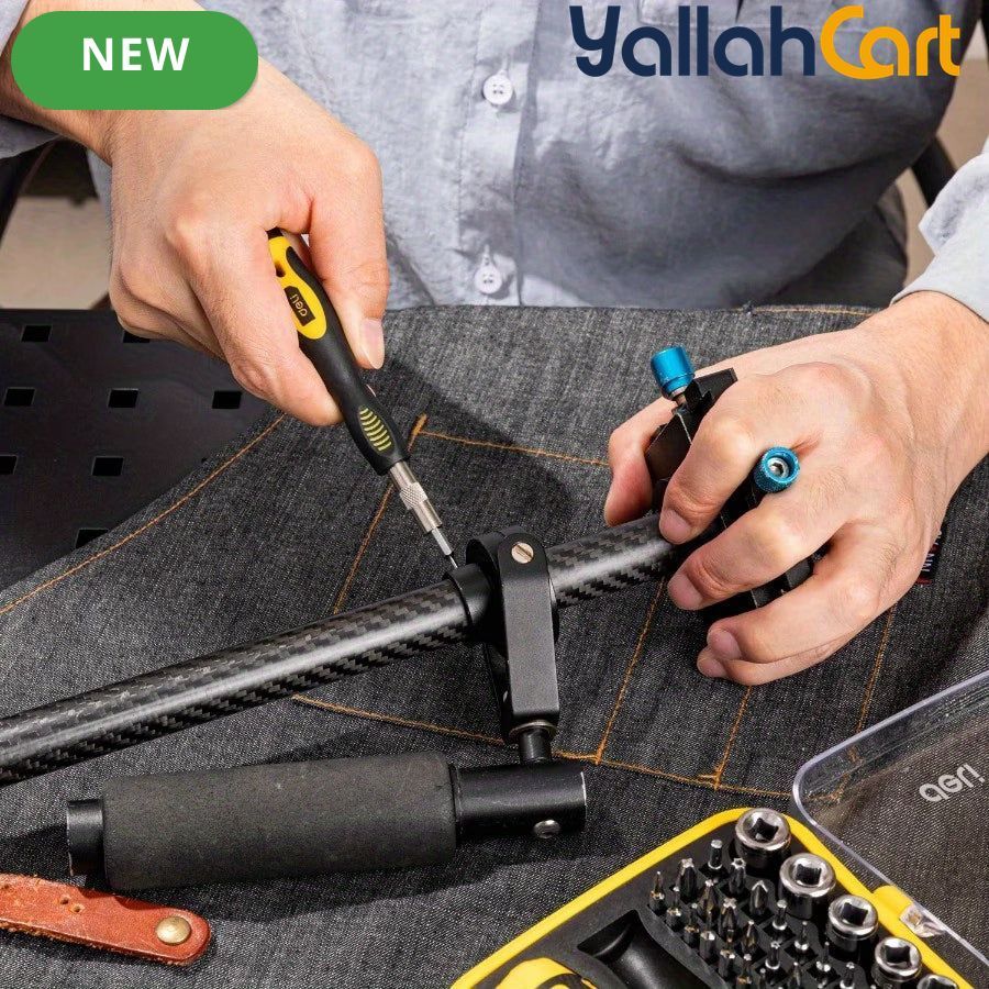 62pcs Portable Precision Magnetic Ratchet Screwdriver Bit Kit - Yellow, Multifunctional Hand Tool Set, Magnetic Screwdriver Bits, Phone Repair & Household Maintenance Tools, Compact Storage Case