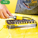 62pcs Portable Precision Magnetic Ratchet Screwdriver Bit Kit - Yellow, Multifunctional Hand Tool Set, Magnetic Screwdriver Bits, Phone Repair & Household Maintenance Tools, Compact Storage Case