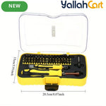 62pcs Portable Precision Magnetic Ratchet Screwdriver Bit Kit - Yellow, Multifunctional Hand Tool Set, Magnetic Screwdriver Bits, Phone Repair & Household Maintenance Tools, Compact Storage Case