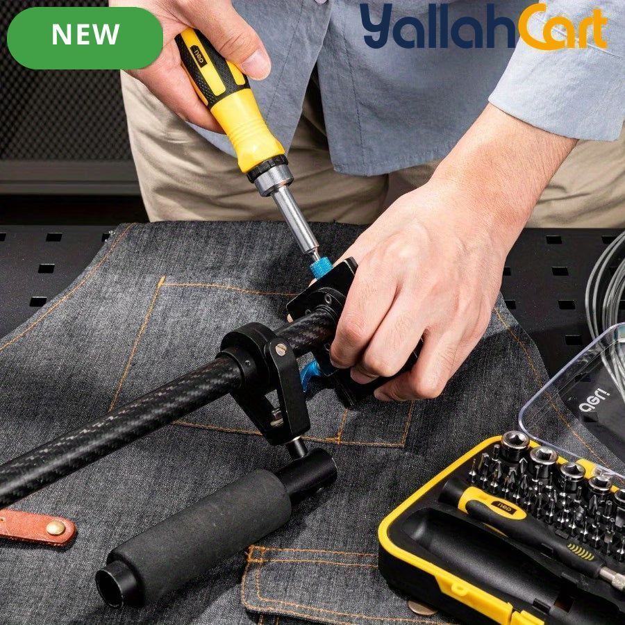 62pcs Portable Precision Magnetic Ratchet Screwdriver Bit Kit - Yellow, Multifunctional Hand Tool Set, Magnetic Screwdriver Bits, Phone Repair & Household Maintenance Tools, Compact Storage Case